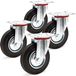 Wiltec Set de 4 roues pivotantes, roues de transport avec roue en caoutchouc plein de Ø125mm, chargeable jusqu'à 100 kg par roue, avec jante en métal et plaque de montage. Fonctionnement silencieux.