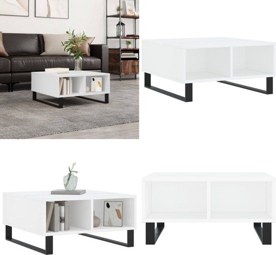 vidaXL Salontafel 60x60x30 cm bewerkt hout wit