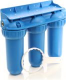 Naturewater NW-BR10B5 filtre à eau avec 3 filtres, 5 µ, 20,67 mm (1/2"), diamètre 60 mm, cartouche filtrante PP, support mural pour le filtre, clé de filtre, filtre à sédiments, bloc de charbon actif, granulés de charbon actif