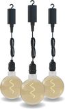Calex Hanglamp voor buiten - 3 Stuks - Pendel Buitenverlichting op batterij - Goud - Filament Lichtbron - Zwart - Sierlamp - Decoratief - 4 lumen Zachte lichtoutput