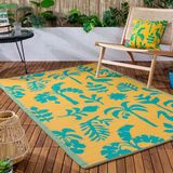 furn. Marula Outdoor/Indoor 100% gerecycled tapijt, geel/groenblauw, 120 x 180 cm