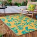 furn. Marula Outdoor/Indoor 100% gerecycled tapijt, geel/groenblauw, 120 x 180 cm