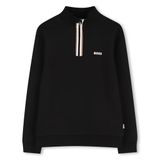 BOSS sweater zwart Jongens Katoen Opstaande kraag Effen - maat 170
