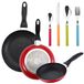 Verpakking San Ignacio Set of 3 Frying Pans, 16cm, 20cm, 24cm, Stainless Steel, Colorful Handles