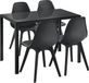 en.casa Eethoek Delft glazen eettafel met 4 stoelen zwart