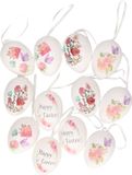 Humbert Und Brandt Gmbh Oeufs de Pâques décoratifs - 12x - plastique - blanc - 6cm de haut - décoration de Pâques avec ruban de suspension