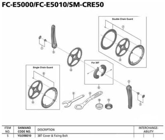 Shimano Steps Cre50 Kettingblad Beschermer Zwart 38t