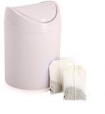 Plasticforte Mini prullenbakje - roze - kunststof - met klepdeksel - keuken aanrecht/tafel model - 1,4L - 12 x 17 cm