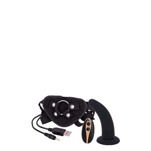 Seven Creations Vibrerende voorbinddildo 12 cm - Zwart