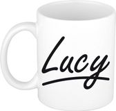 Bellatio Decorations Lucy Naam koffiemok - wit - Keramiek