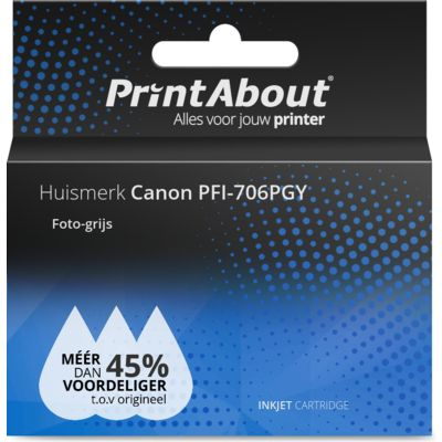 PrintAbout Huismerk Canon PFI-706PGY Inktcartridge Foto-grijs Hoge capaciteit