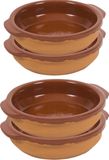 Merkloos / Sans marque Tapas schaaltjes - 8x - 15 en 17 cm - met handvat - crème brulee schaaltjes - terracotta