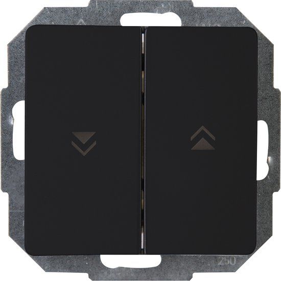 Kopp Dubbele jalouzieschakelaar - thermoplast - mat zwart - 230V - 2 knoppen