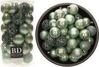 Bellatio Decorations Kerstballen - 74x st - mintgroen - D6 cm - kunststof - onbreekbaar