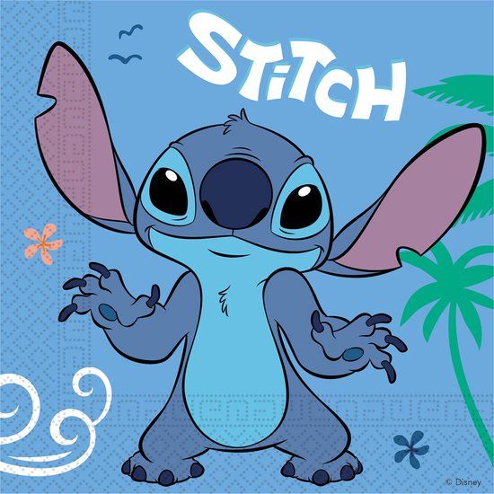 Top1Toys Globos Stitch & Angel Servetten - 20 stuks - Blauw