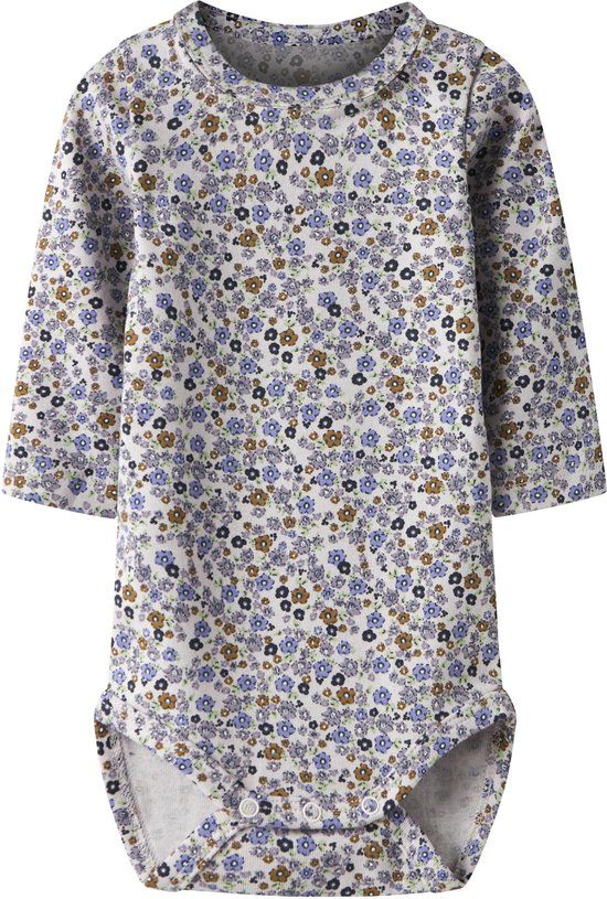 NAME IT NBFTULINE LS BODY - Baby - Bodies - Dierenprint - Lilac Marble - 57% Biologisch katoen, 38% TENCEL™ Lyocell, 5% Elastaan - Maat 74