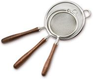 Set de spatules écumoires - 3 pièces Inox avec manche en bois