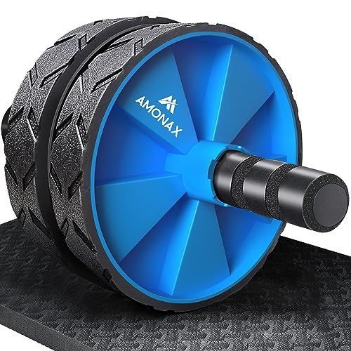 Amonax Convertible Exercise Wheel Roller Buikroller Ab Wheel Ab Roller met Grote Kniemat voor Buikspiertraining. Buiktrainer, Buikspierroller, Buiktraining voor Mannen en Vrouwen (Blauw)