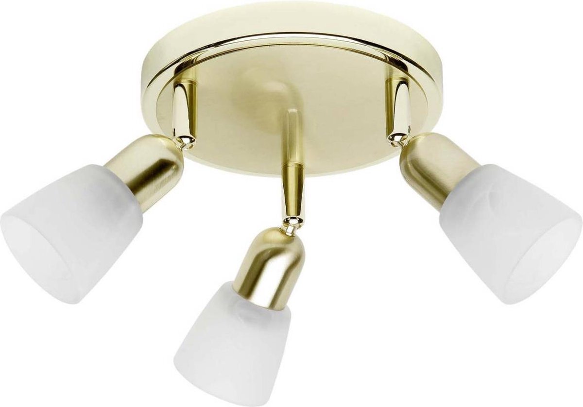 Brilliant lamp Sofia Spotrondell 3flg messing / wit-albast | 3x D45, E14, 40W, geschikt voor vallampen (niet inbegrepen) | Schaal A ++ tot E | Hoofden draaien