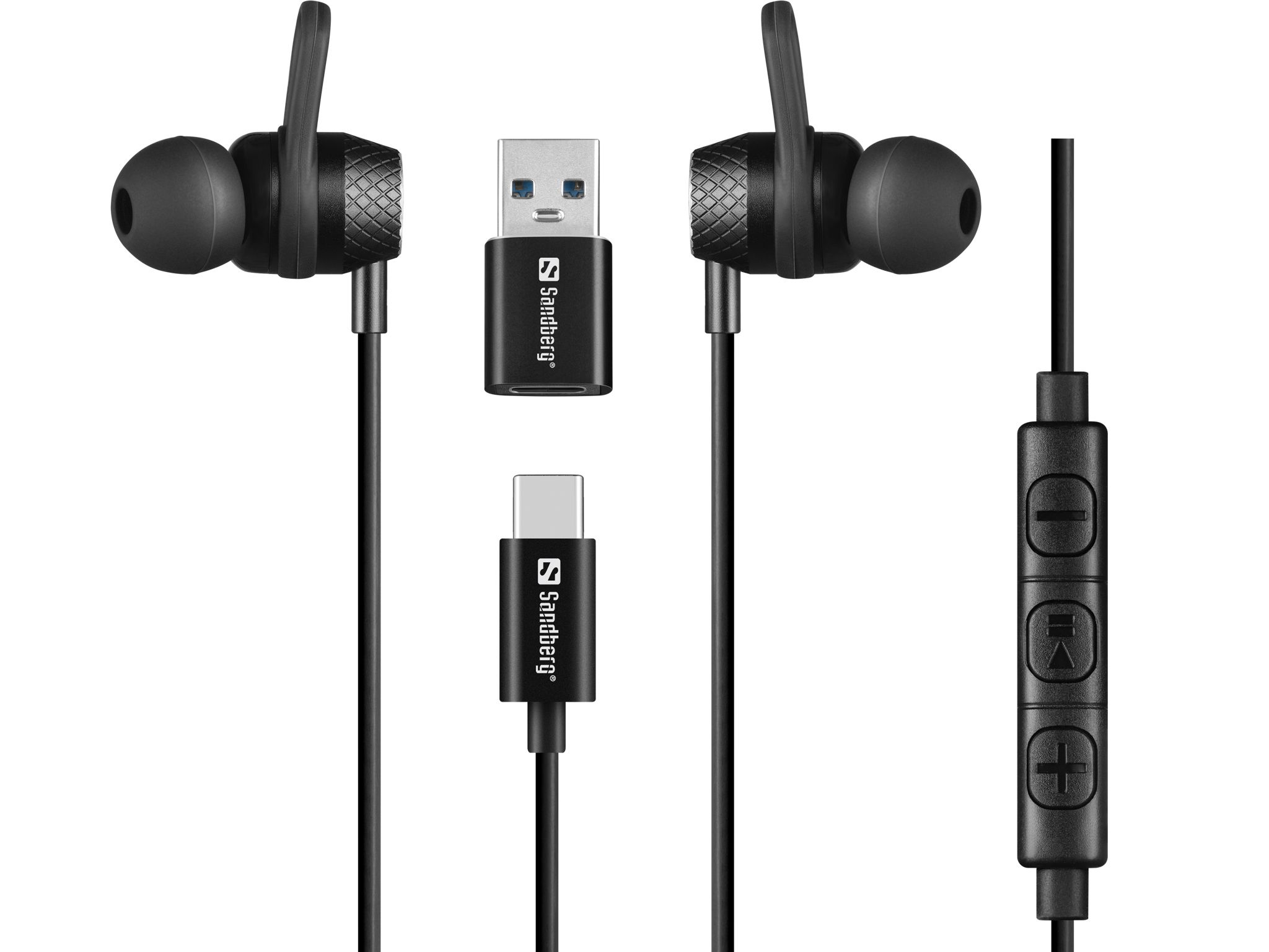 Sandberg USB-C/A In-Earset with Line-Mic - Black