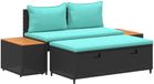 vidaXL Banc de jardin Noir et turquoise Polyrotin Inclus kussen Oui 1 place