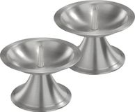 Trend Candles 2x Luxe metalen kaarsenhouder zilver voor stompkaars van 7-8 cm