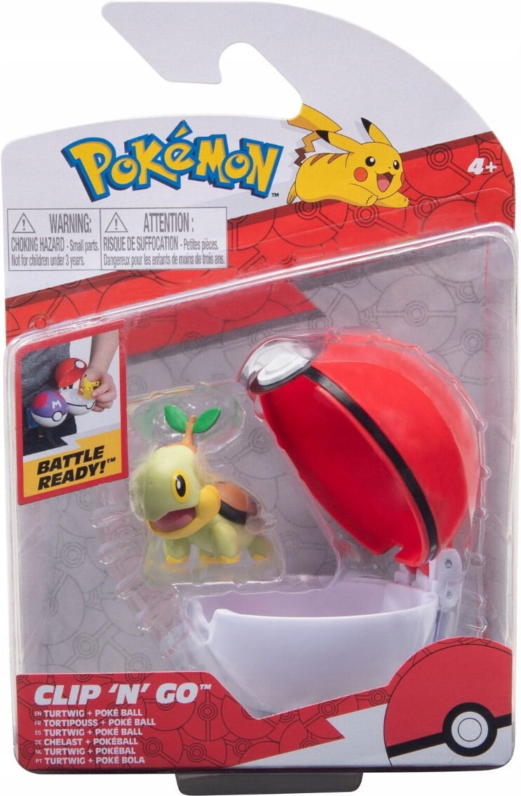 Wicked Cool Toys Pokemon Figure - Turtwig + Poke Ball (Clip 'n' Go)
