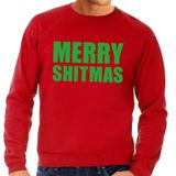 Bellatio Decorations Foute kersttrui / sweater Merry Shitmas rood voor heren - Kersttruien M
