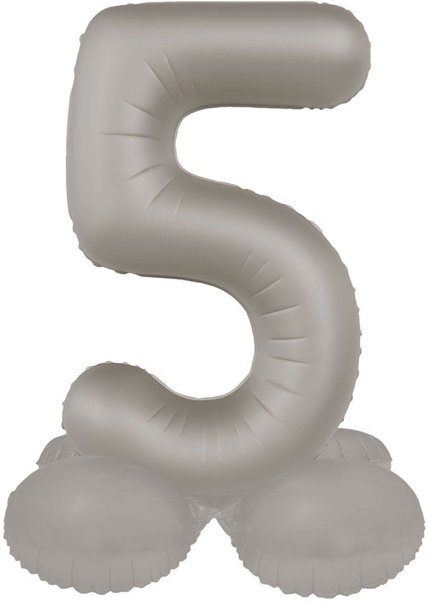 Folat Moonlight Silver 10595 Folieballonnen, staand getal 5, satijnglans, 41 cm, voor verjaardagsfeesten, jubileum, geen helium nodig