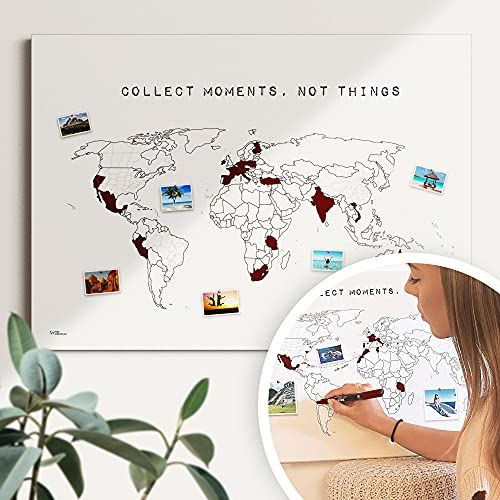 meine-weltkarte Wereldkaart reisherinnering: "collect moments" - wereldkaart om in te kleuren, wereldkaart om te pinnen - duurzaam & handgemaakt in Duitsland, wereldkaart om te krabben - ist out