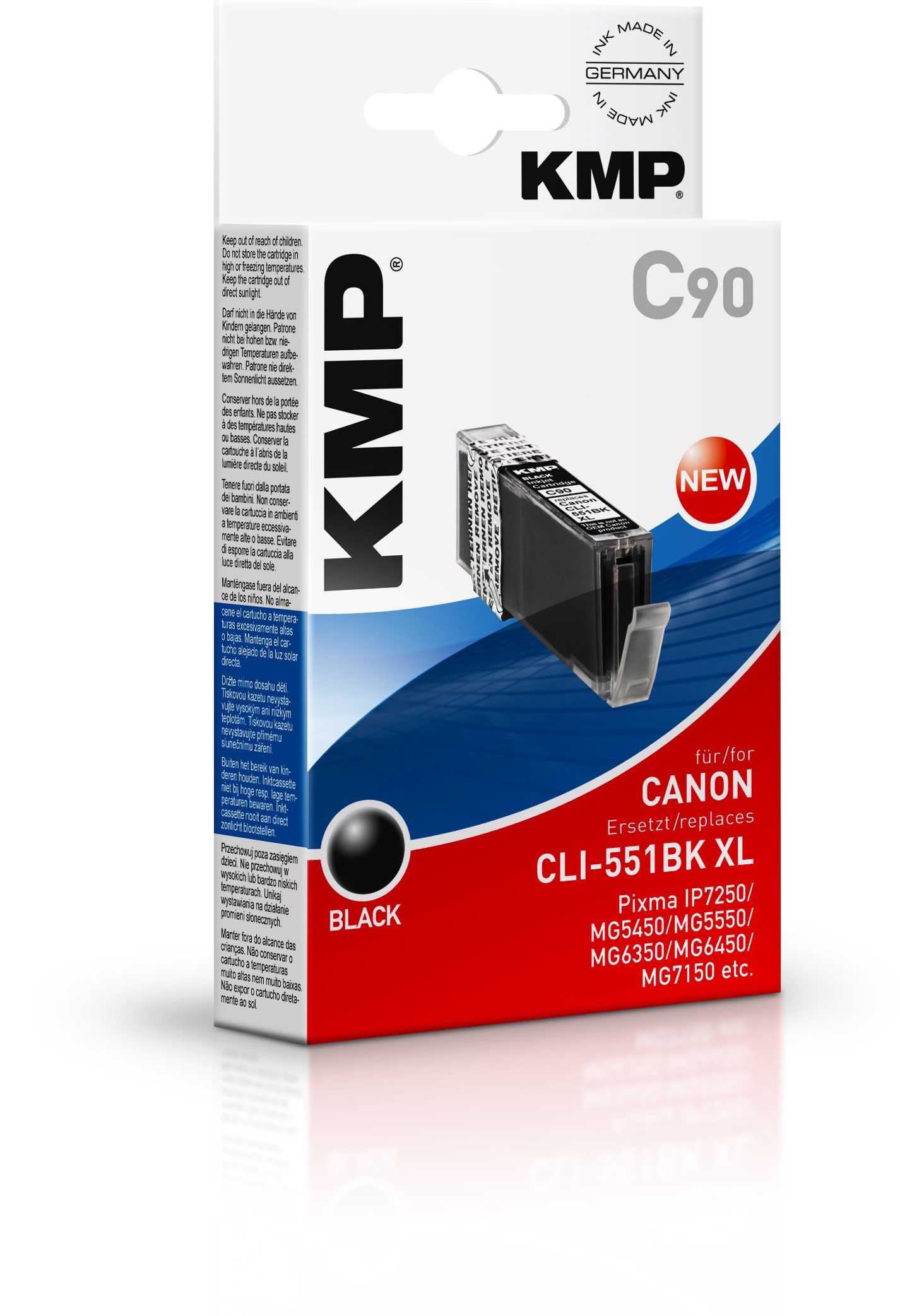 KMP C90 - Zwarte inktcartridge - Vervanging voor Canon CLI551BKXL (6443B001)
