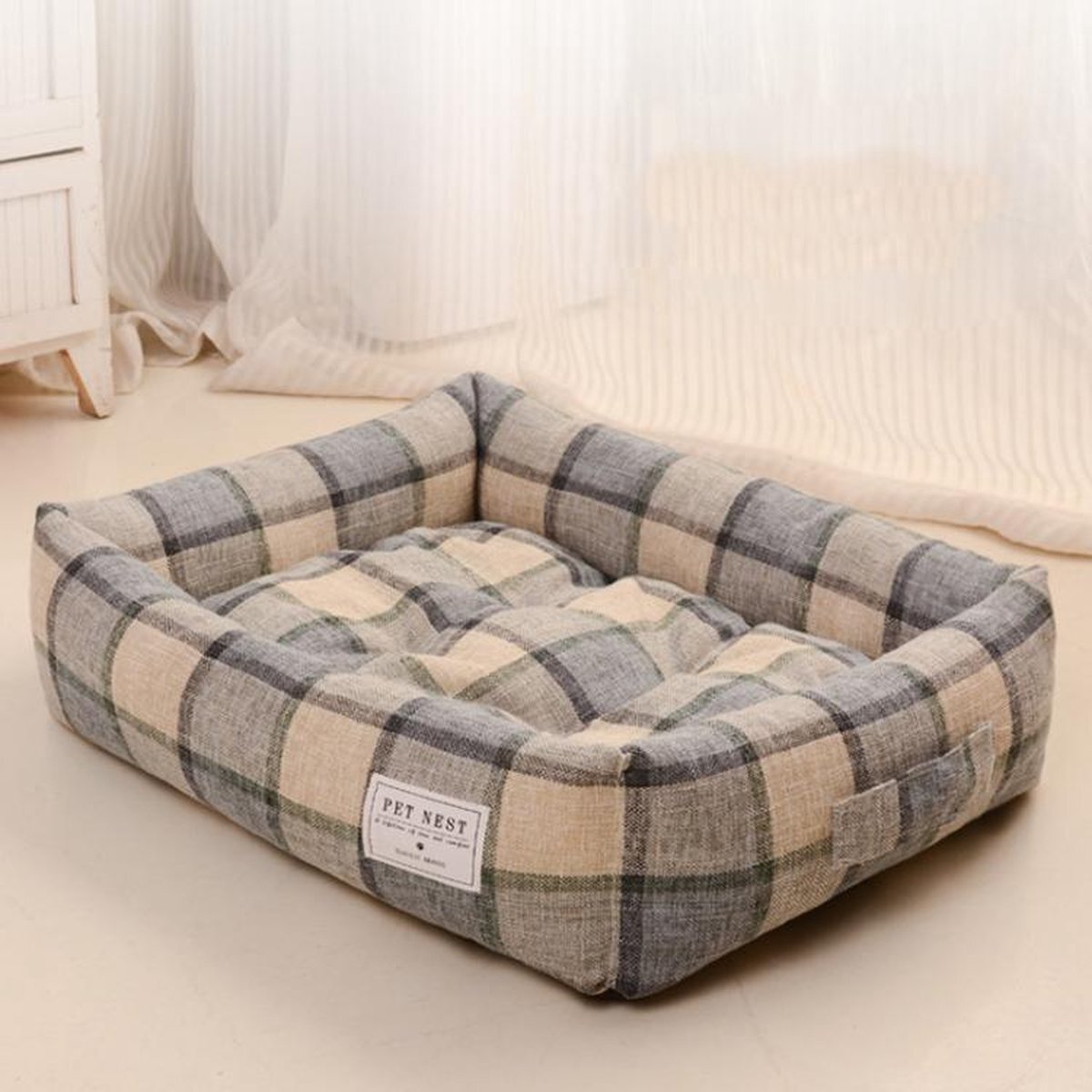 Shopmore Pets Hondenmand Grey Plaid S - Grijs - 45 x 33 cm