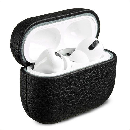 Accezz Echt Leren Case - Hoesje geschikt voor AirPods Pro 2 / Pro 2 (2022) - Zwart