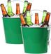 Seau à glace/refroidisseur de bière - 2 pièces - 6L - métal - vert - avec décapsuleur