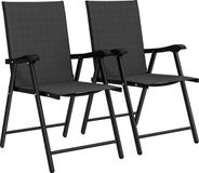Outsunny Set van inklapbare stoelen - Staal, Textilene - 62L x 58B x 97H cm - Zwart