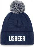 Bellatio Decorations Muts met pompon - IJsbeer tekst - Unisex - One Size - Navy