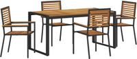 vidaXL Tuin Eettafel Set 5-delig Zwart en Bruin Poly Rattan