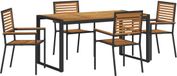 vidaXL Tuin Eettafel Set 5-delig Zwart en Bruin Poly Rattan