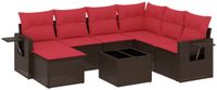 vidaXL 8-delige tuinbankset met kussens, bruin, polyrotan