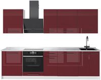 Vicco Complete keukeneenheid Fame-Line, Bordeauxrode hoogglans/Wit, 280 cm zonder werkblad