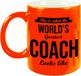 Bellatio Decorations Bol.com What the worlds greatest coach looks like mok - cadeau mok/beker - neon oranje - 330 ml - trainer bedankt cadeau