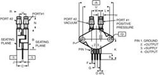 NXP Semiconductors MPX2010DP Druksensor 0 kPa tot 10 kPa voor printplaten, 1 stuk