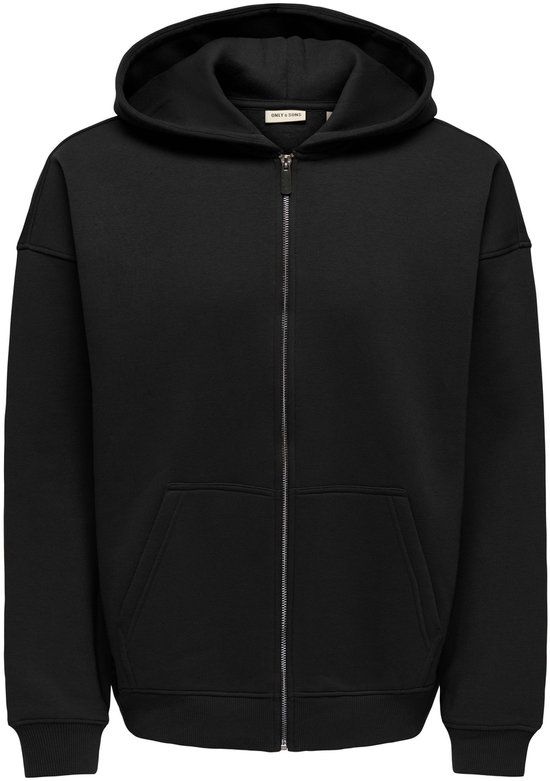 ONLY&SONS ONSCERES OVZ ZIP HOODIE SWEAT NOOS Heren Zwart L