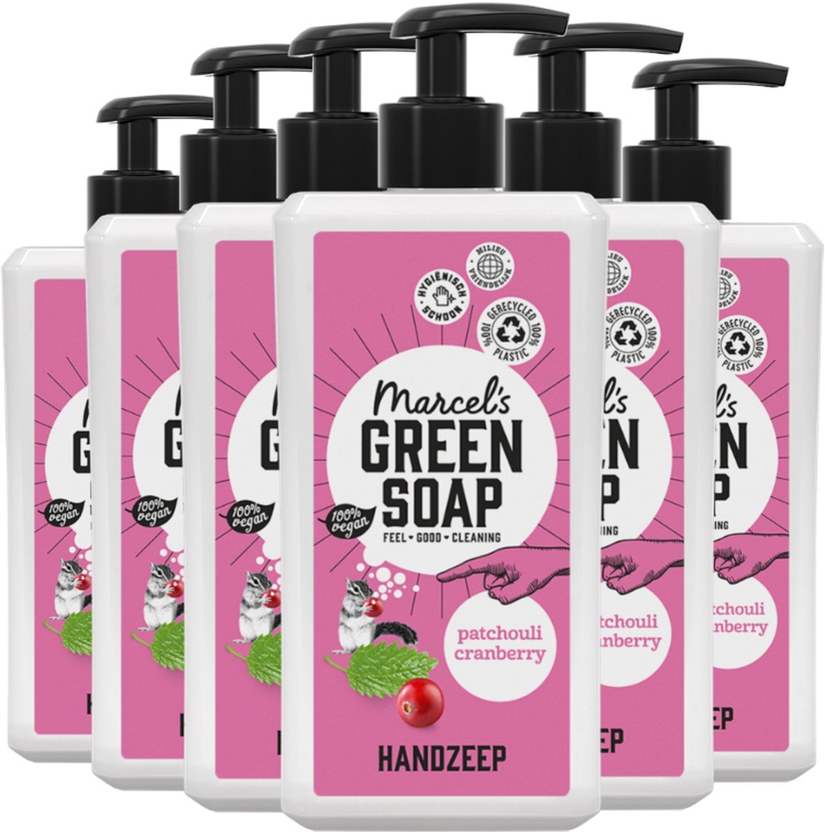 Marcels Green Soap Handzeep Patchouli & Cranberry - 6 x 500 ml