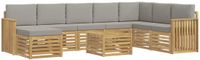 vidaXL Bankstel Wit en Lichtgrijs Polyester