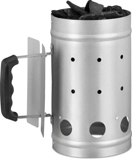 Merkloos Relaxdays Brikettenstarter - BBQ starter ZILVER - houtskool starter - barbecue starter