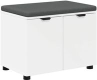 vidaXL Hallenbank Wit 60 x 38 x 46 cm Geëngineerd Hout en Stof