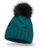 Vivisence Dames Wintermuts - Modieuze Steek Met Zacht Breisel Pompon Van Imitatiebont En Binnenkant Met Fleece - Comfortabele Pasvorm En Warme Bescherming Voor Koude Winterdagen - Donkerturkoois
