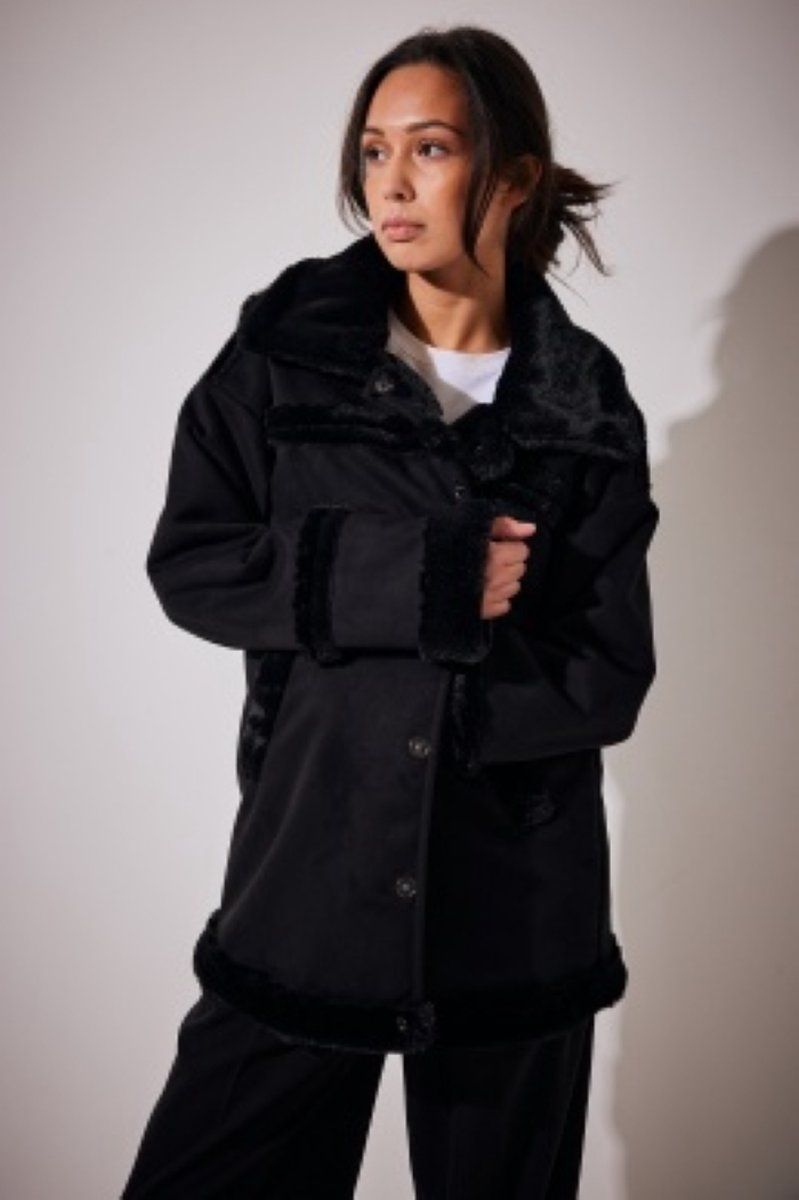 Nakd Bonded Aviator Jacket Dames Jas - Maat 40 - Zwart