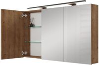 Planetmöbel Spiegelkast ARIA 120 cm Goud Eiken met Zwarte LED Lamp